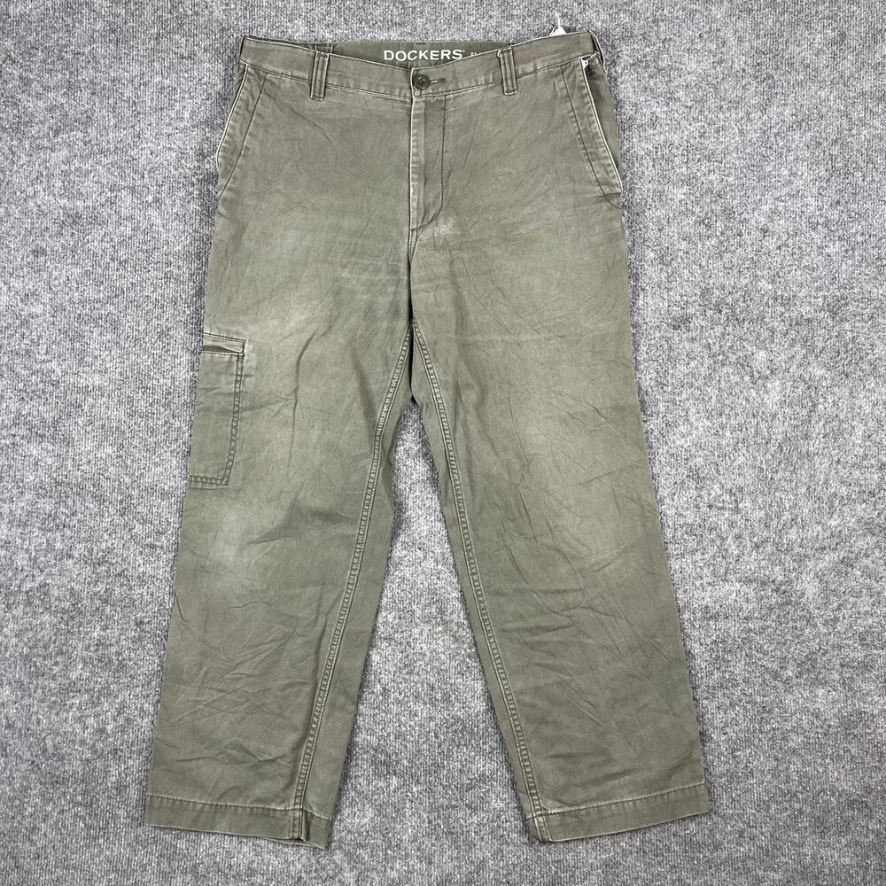 Dockers Pants Mens Size 34x29 Green Cargo Casual Workwear Straight Leg Utility